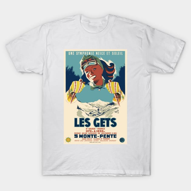 Les Gets, une symphonie neige et soleil, Ski Poster T-Shirt by BokeeLee